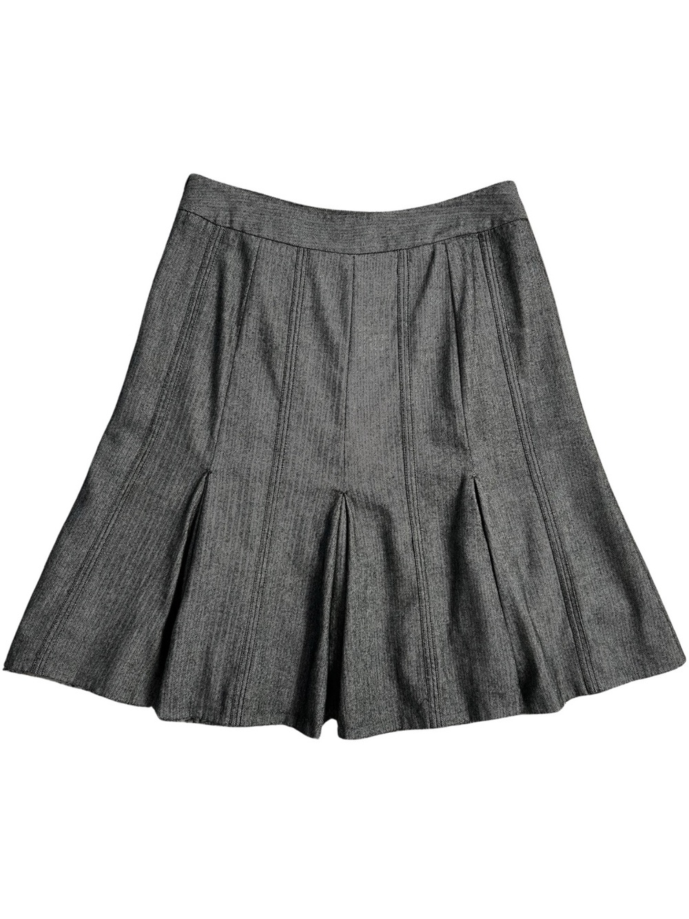 LOFT Wool Trumpet Herringbone Skirt Womens 10 Black Gray